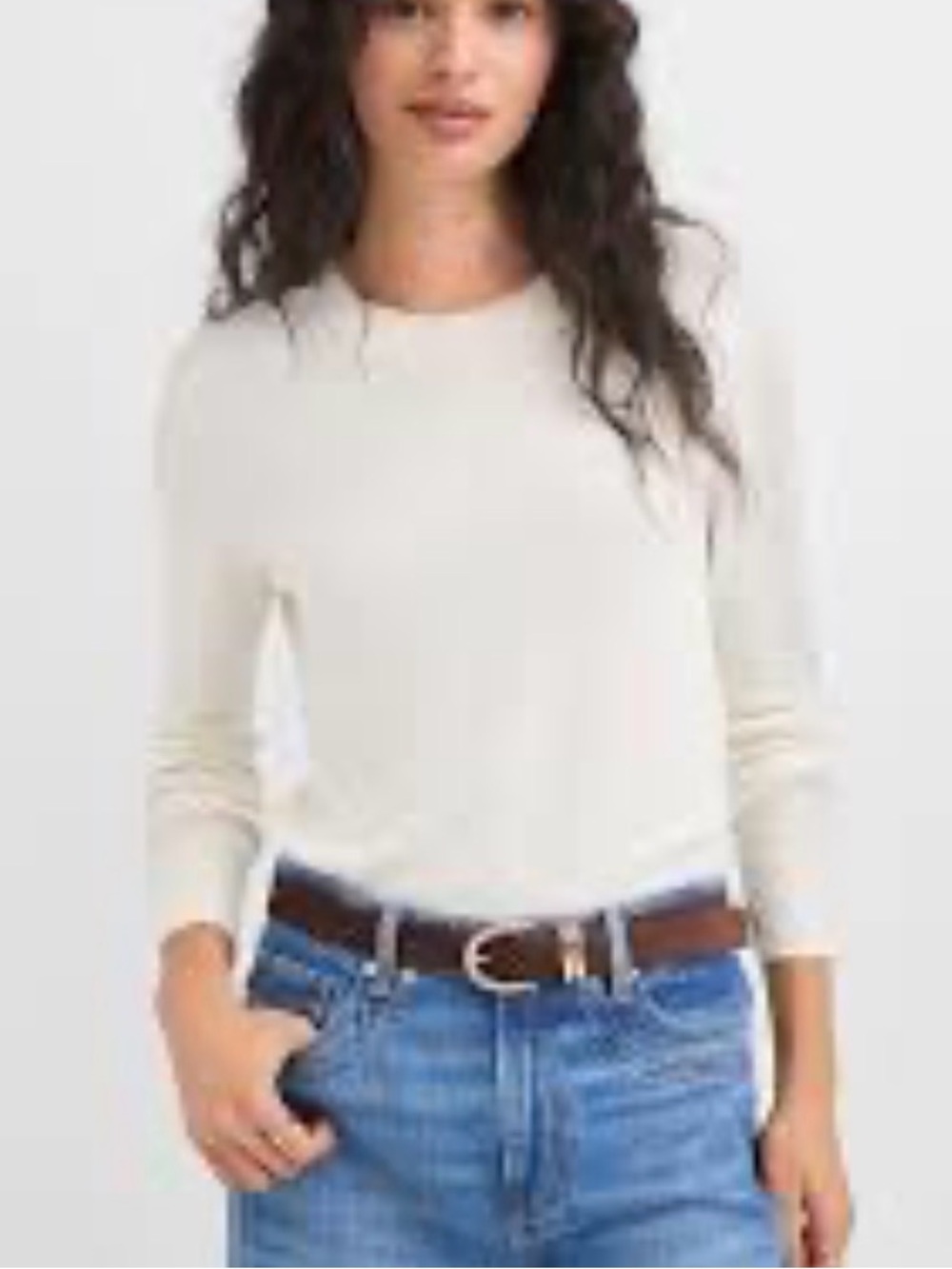 LOFT off white  Crewneck Slim Sweater